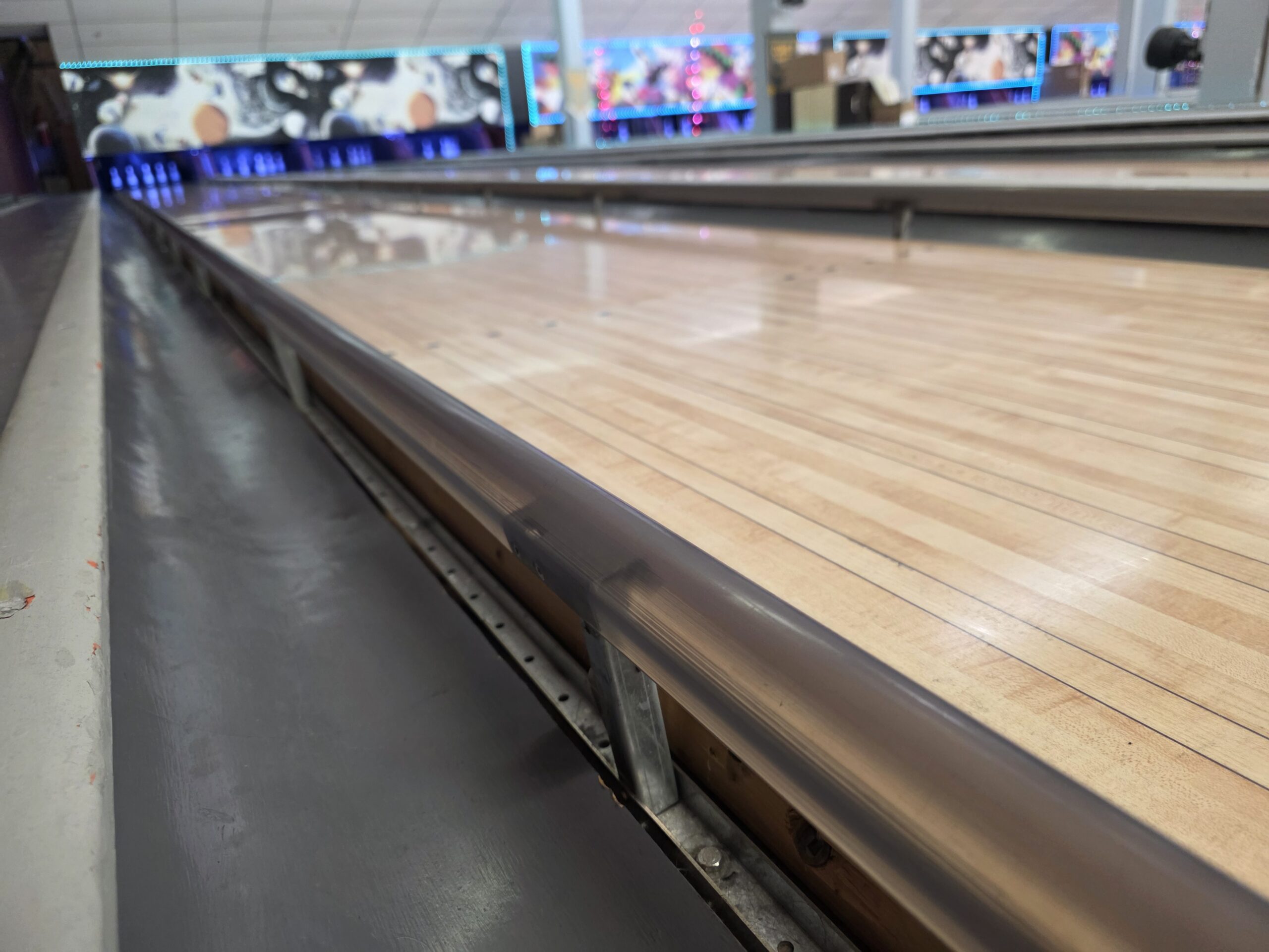 Bowling lane bumpers at Hopedale Bowl